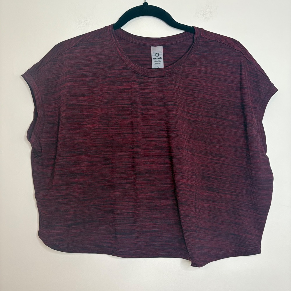 Mono B Sleeveless Maroon Activewear Tee Size Small AT3090 Stretch Workout Top